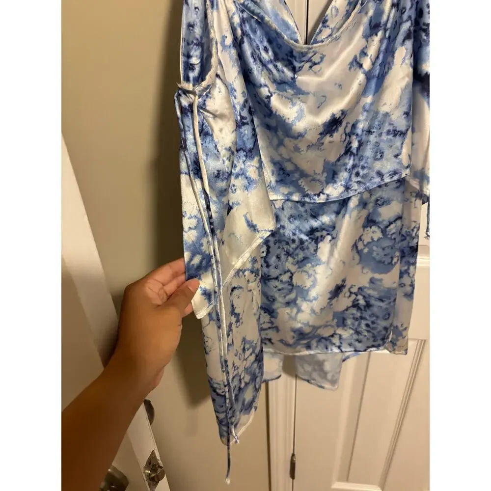 Beach Riot bathing suit cover dress blue and white sz L